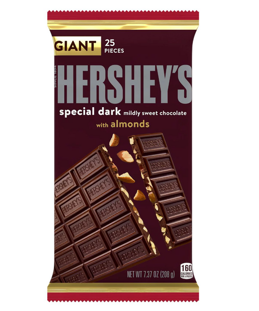 Hersheys Special Dark mildly Sweet Chocolate with Almonds GIANT 208g