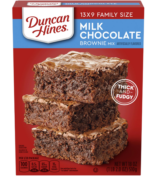 Duncan Hines Milk Chocolate brownie mix Family Size 510g