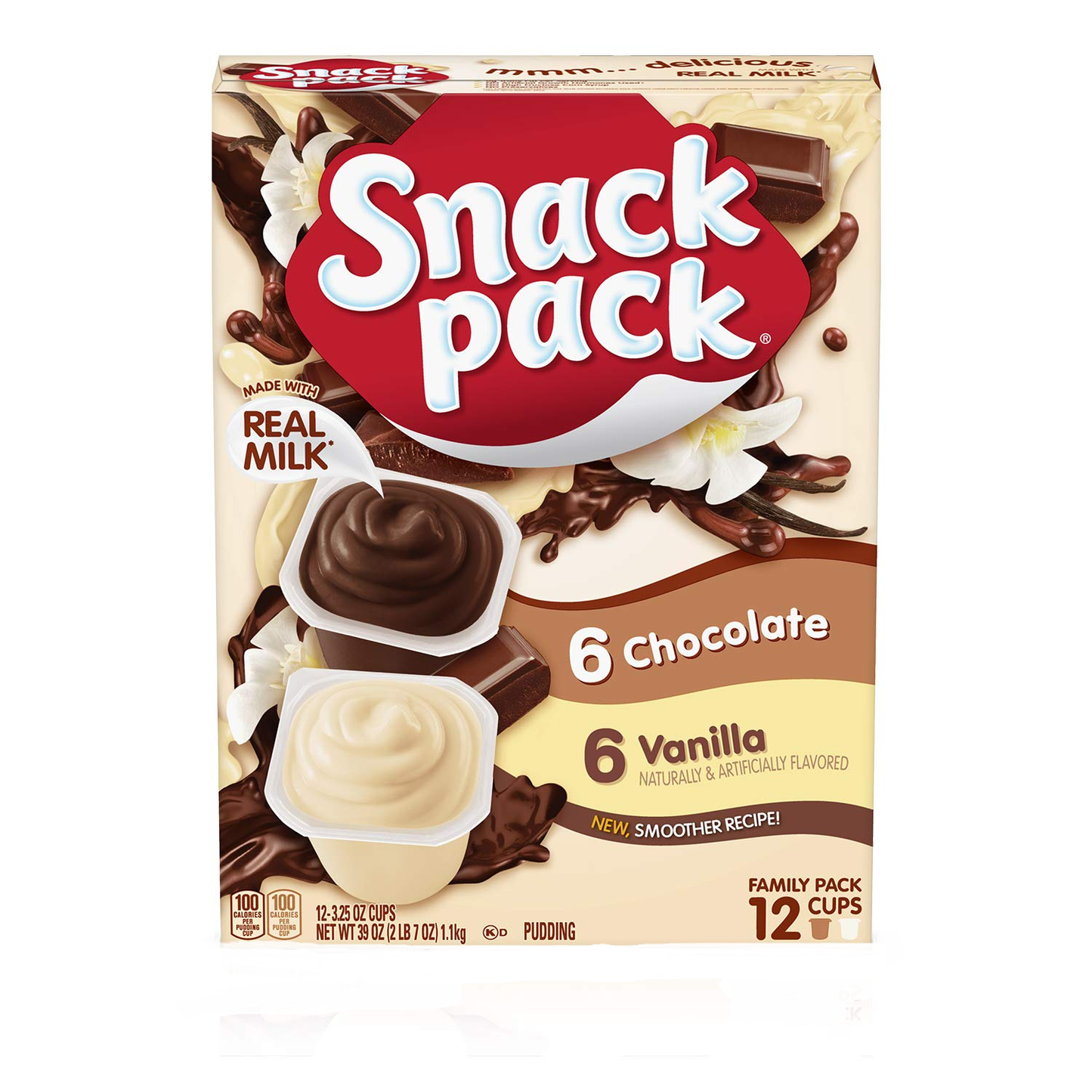 Snack Pack Chocolate & Vanilla Pudding Family Pack 12 Cups 1,1 kg