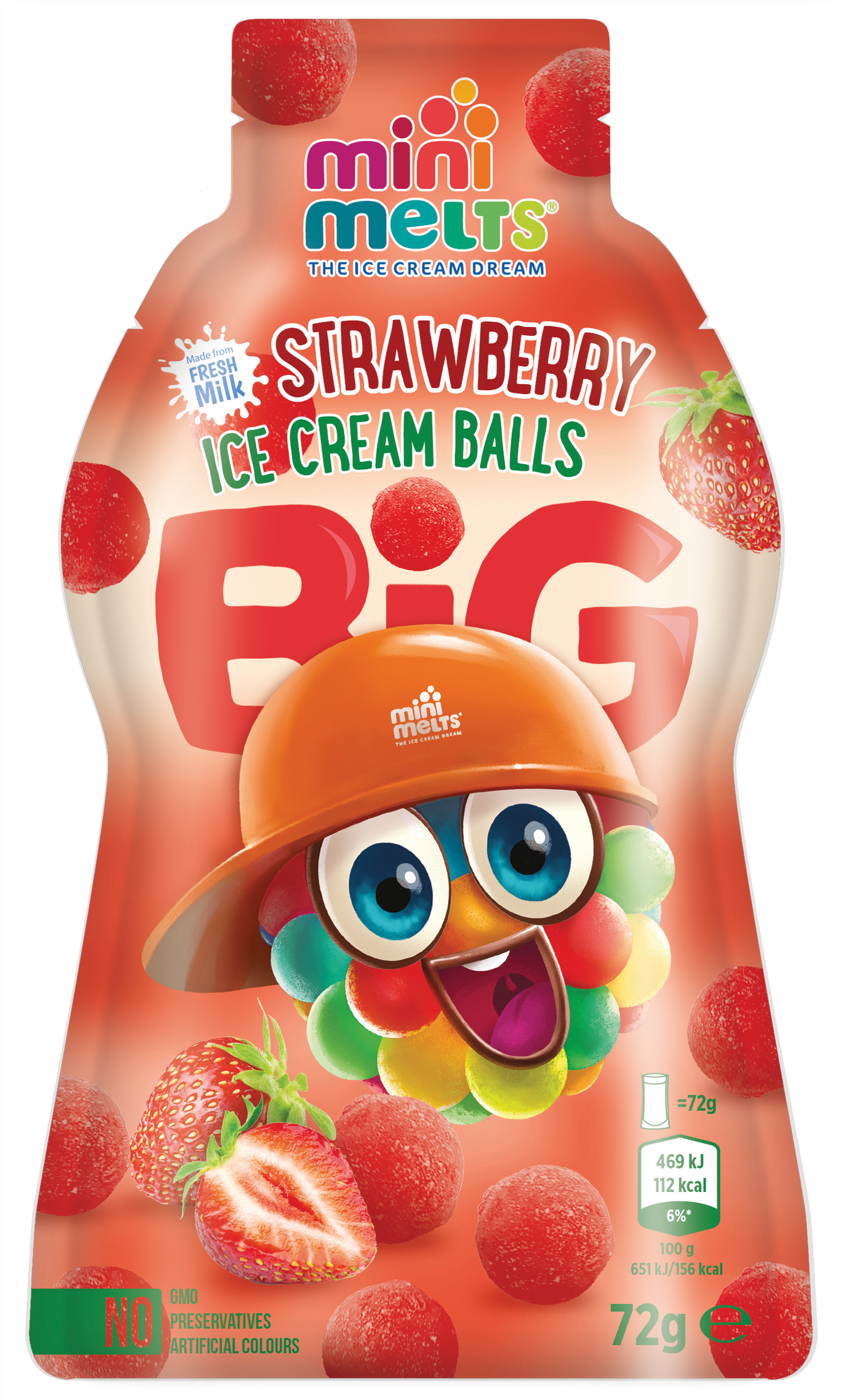 Mini Melts Strawberry Ice Cream Balls 72g