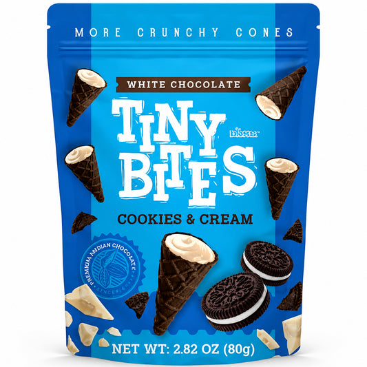 Tiny Bites Waffle Cones Cookies & Cream 80g