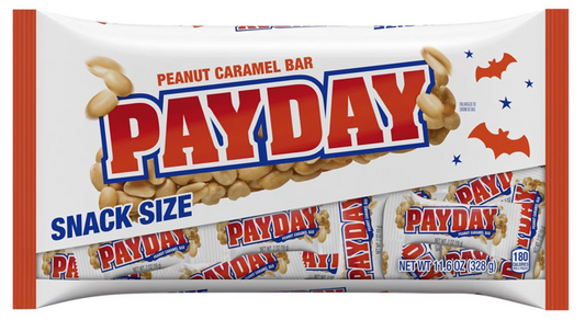 PAYDAY Peanut Caramel Snack Size Candy Bars Halloween Bag 329g