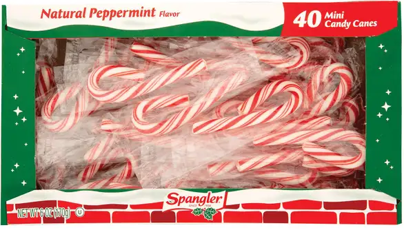 Spangler Christmas Natural Peppermint 40 Mini Red Candy Canes 170g