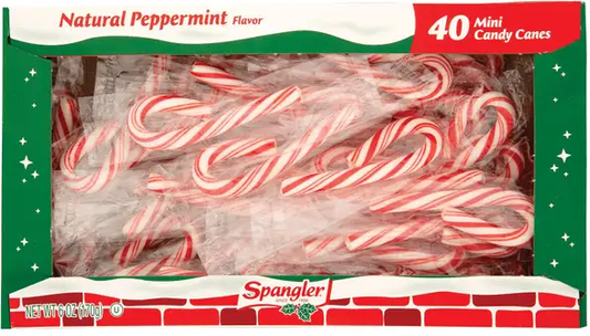 Spangler Christmas Natural Peppermint 40 Mini Red Candy Canes 170g