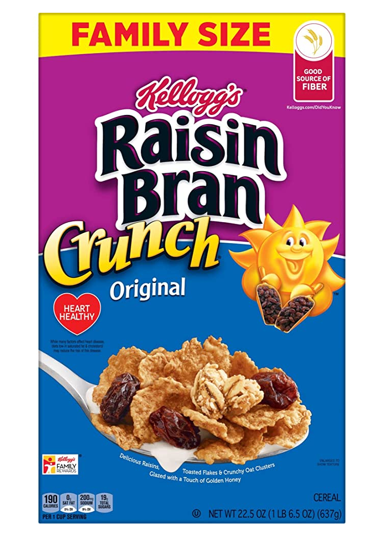 Kellogg's Raisin Bran Crunch Orginal Cereal Family Size 637g