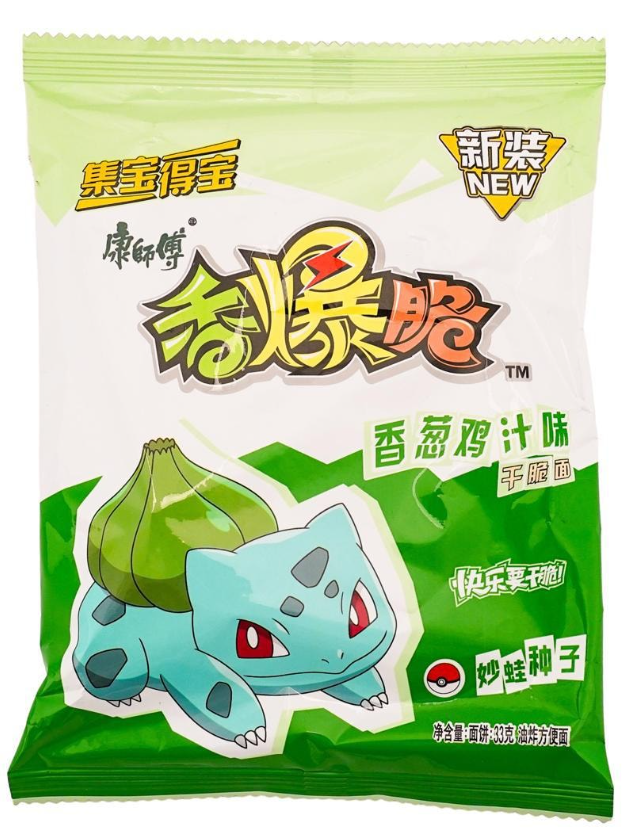Master Kong -Pokémon Ramen Chips- Green Onion Fried Chicken Flavour Bisasam 33g