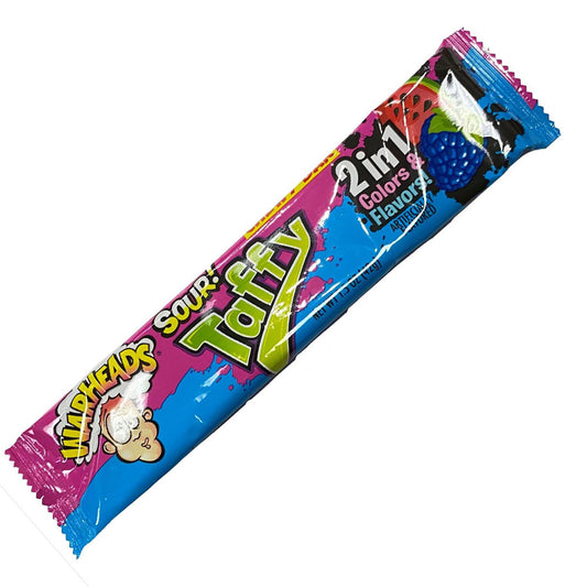 Warheads Chewy Bar Sour Taffy 2 in 1 Blue Razzberry Wattermelon 42g