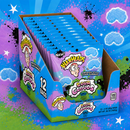 Warheads Sour Clouds Cotton Candy Gummies 12 x 85g Vorratspack