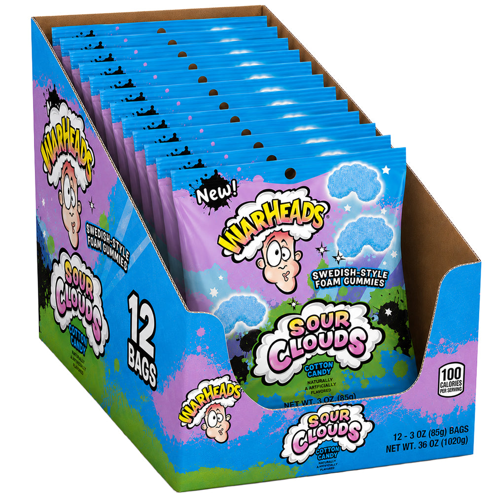 Warheads Sour Clouds Cotton Candy Gummies 12 x 85g Vorratspack