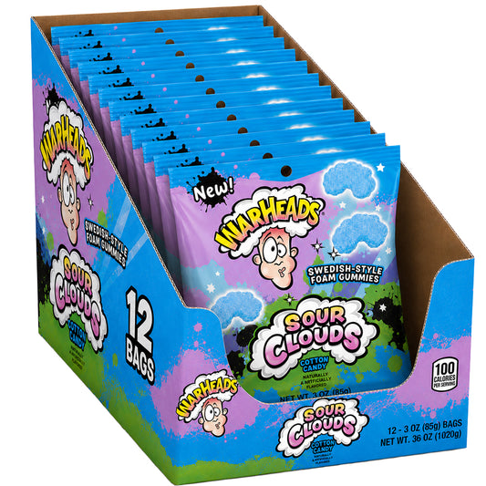 Warheads Sour Clouds Cotton Candy Gummies 12 x 85g Vorratspack
