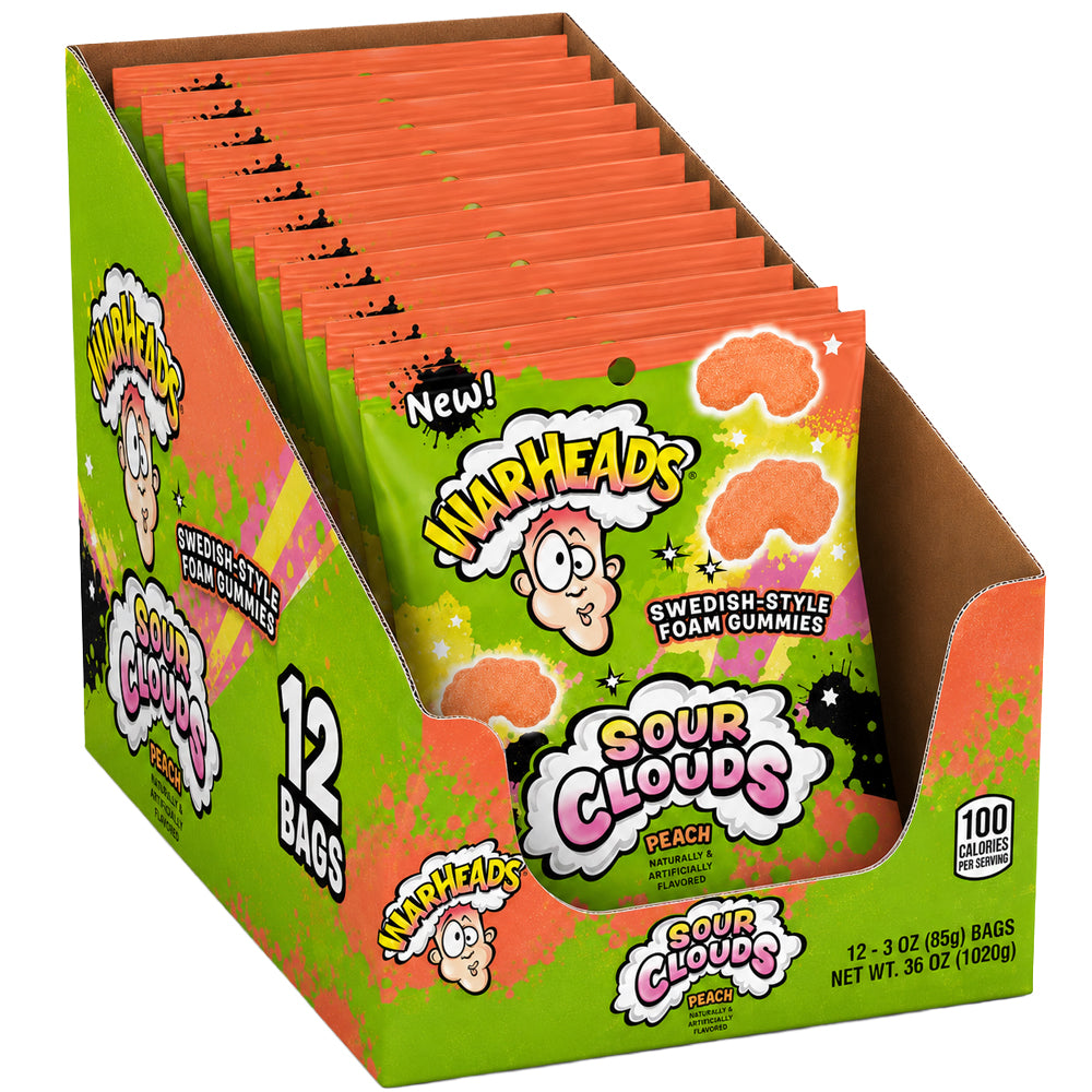 Warheads Sour Clouds Peach Gummies 12 x 85g Vorratspack