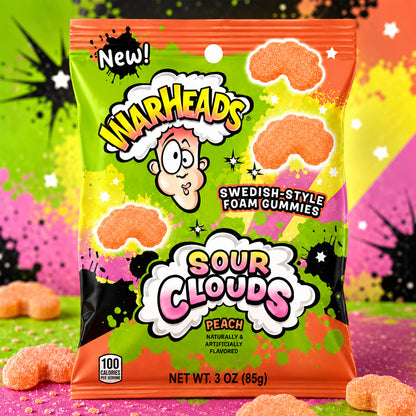Warheads Sour Clouds Peach Gummies 85g