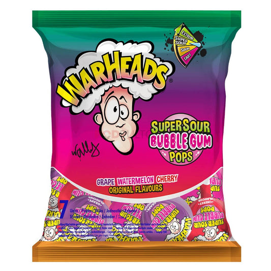 Warheads Super Sour Bubble Gum Pop Original Flavour 105g